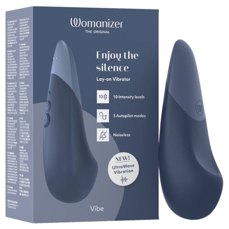 Womanizer – Vibe Lay-On Silent Vibrator Dunkelblau