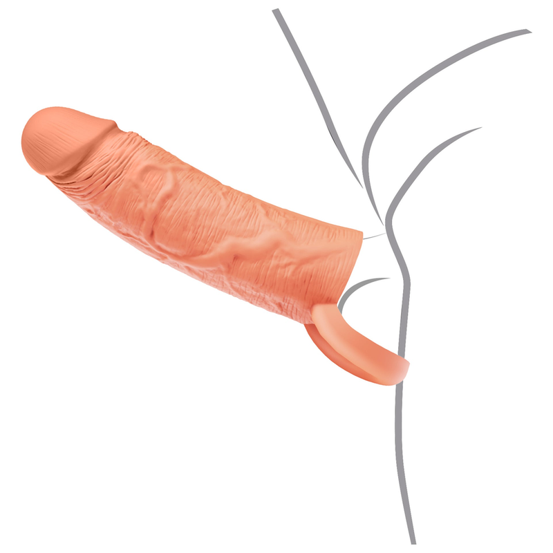 Hidden Desire – Inferno Flüssigsilikon-Verlängerungshülse mit Ring – 15 cm – Ø 4,5 cm – Hautton