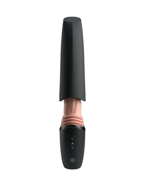 KING COCK PLUS – STOSSENDER SILIKON-DILDO MIT GASHEBEL, VIBRATIONSFUNKTION UND WÄRMELICHT, 12.7 CM