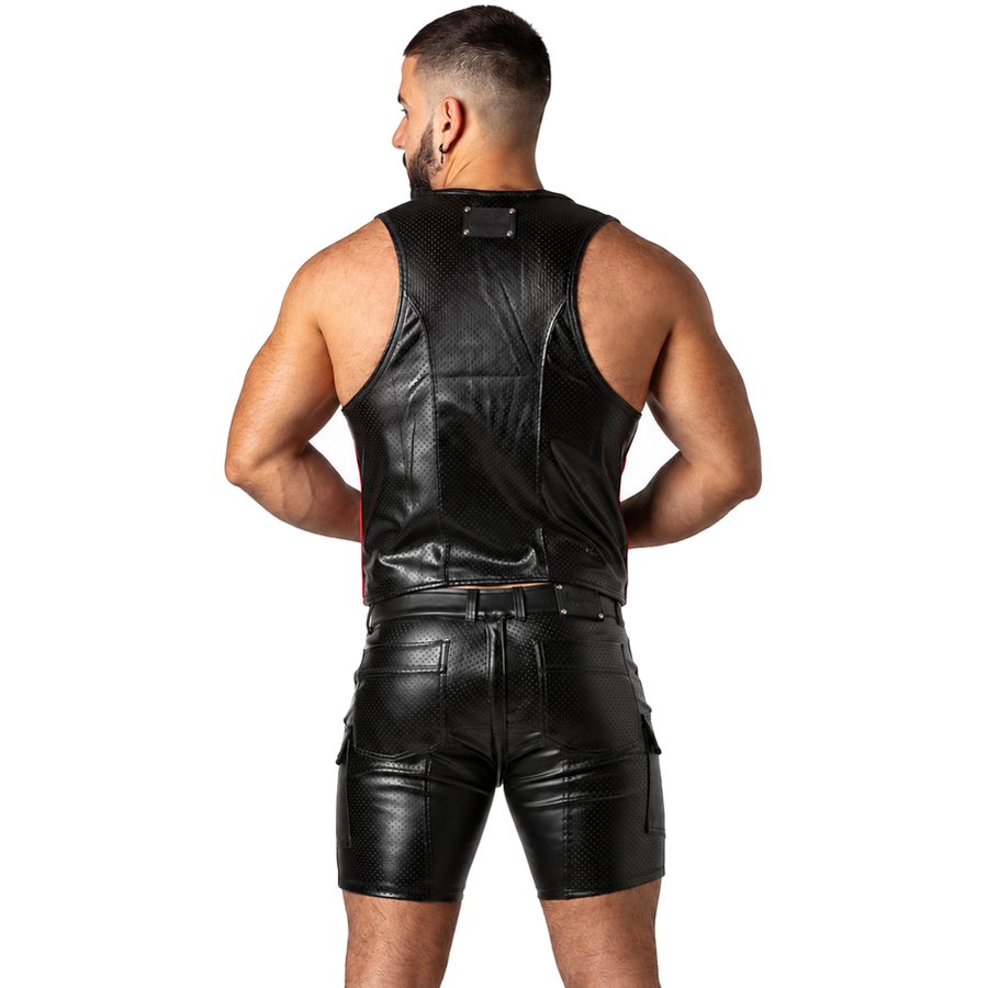 Locker Gear – Punch Hole Leatherette Weste Rot M
