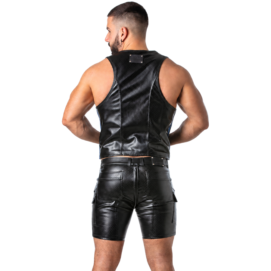 Locker Gear – Punch Hole Leatherette Weste Blau S