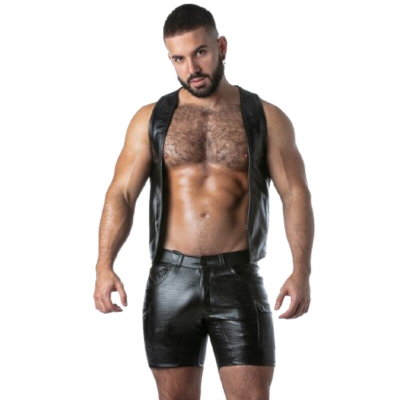 Locker Gear – Punch Hole Leatherette Weste Khaki S