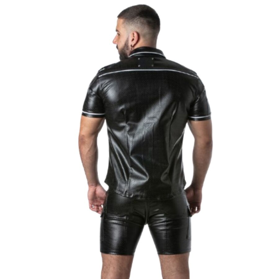 Locker Gear – Punch Hole Leatherette Hemd Weiß M