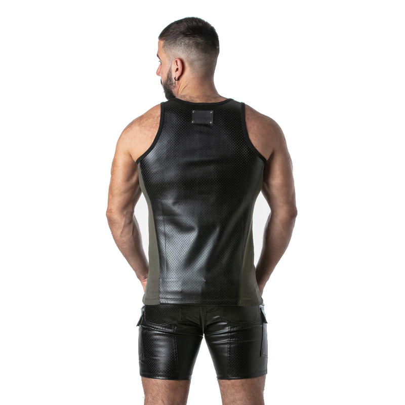Locker Gear – Punch Hole Leatherette Tanktop Khaki XL