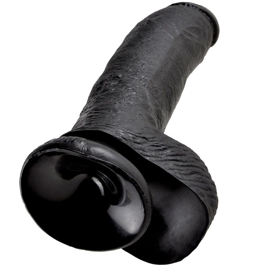KING COCK - DILDO SCHWARZ MIT EIER 22.9 CM
