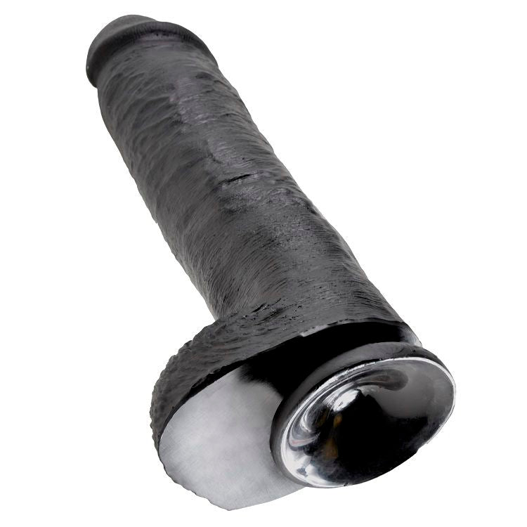 KING COCK - DILDO SCHWARZ MIT EIER 28 CM