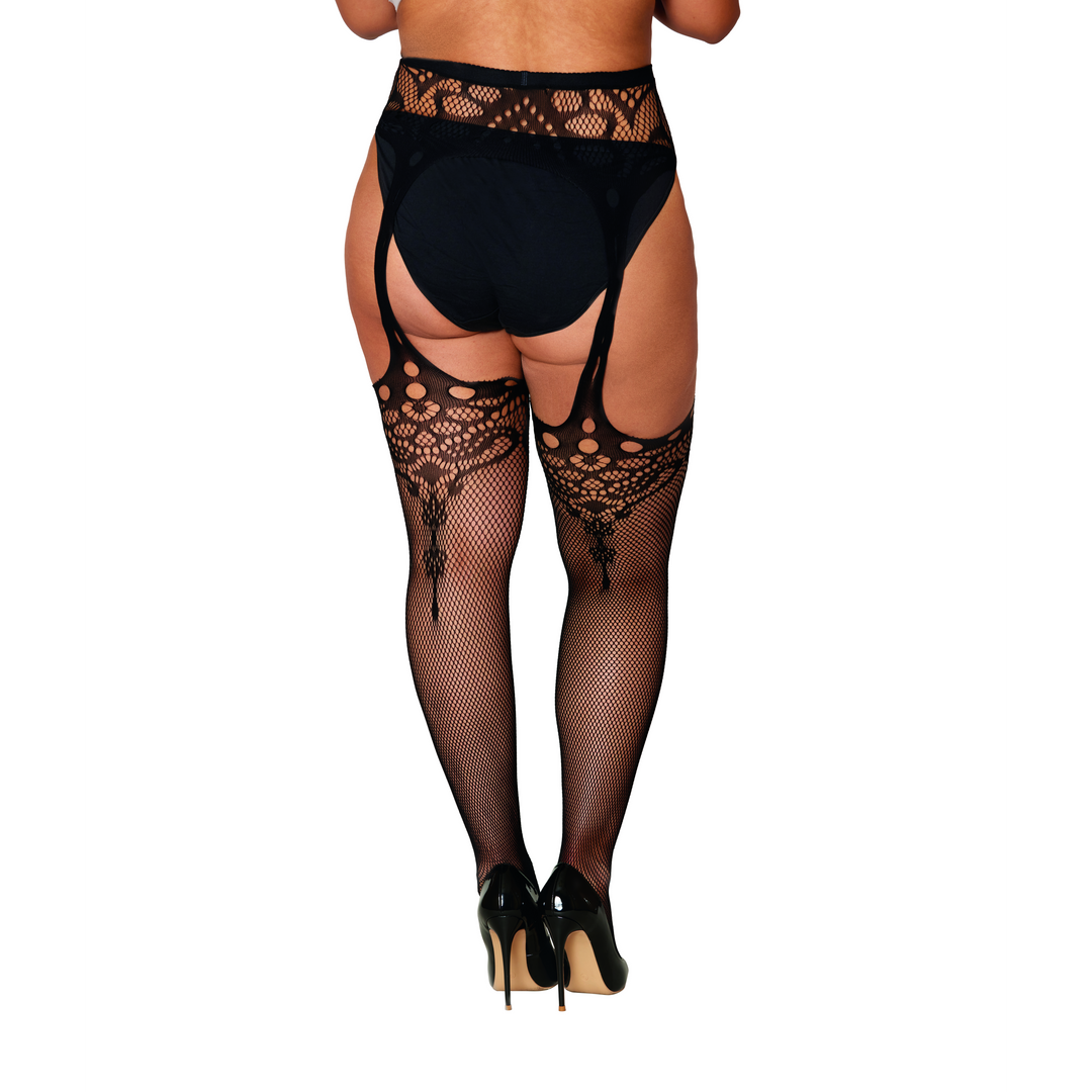 Neuheit Garter Hose Diamond - Plus Size - Schwarz