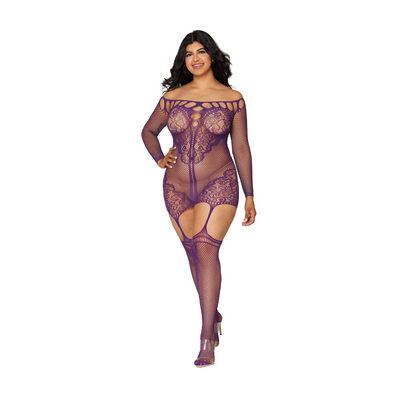 Garter Dress Diamond - Plus Size - Aubergine