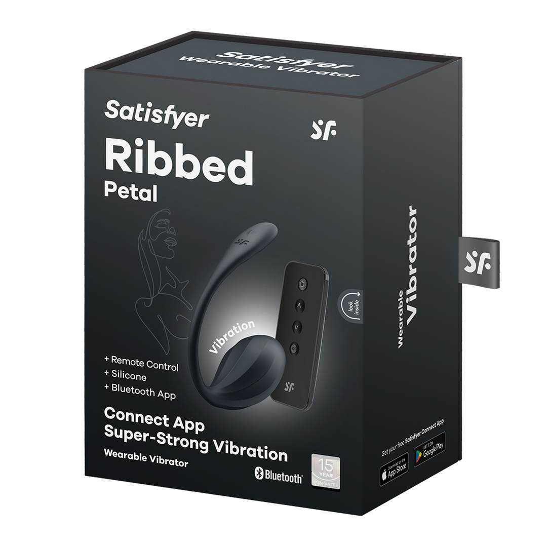 Ribbed Petal Connect App - Wearable Couple Vibrator - Black