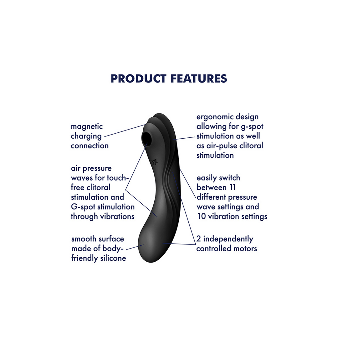 Curvy Trinity 4 - Insertable Air Pulse Vibrator - Black