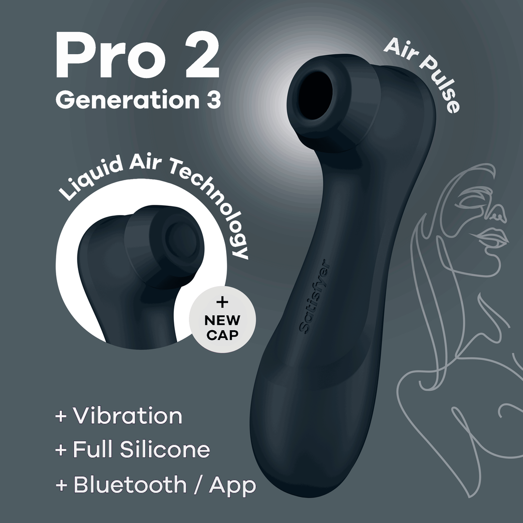 Pro 2 Generation 3 - Double Air Pulse Vibrator - Liquid Air and Connect App - Black