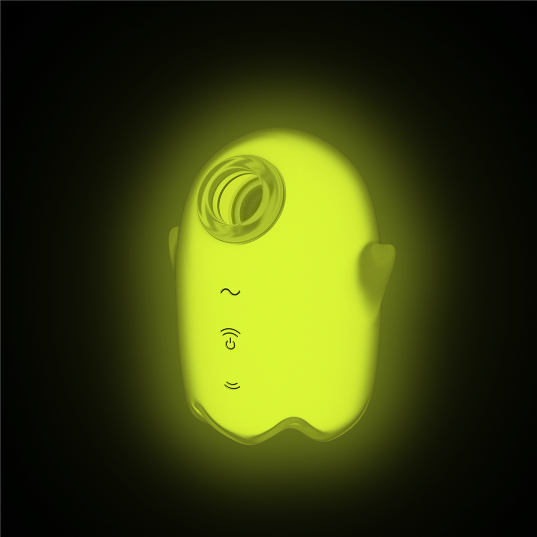 Glowing Ghost - Glow in the Dark - Double Air Pulse Vibrator - Yellow