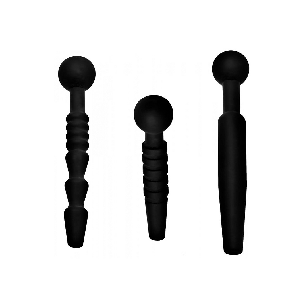 Dunkle Stäbe - 3-teiliges Silikon Penis Plug Set