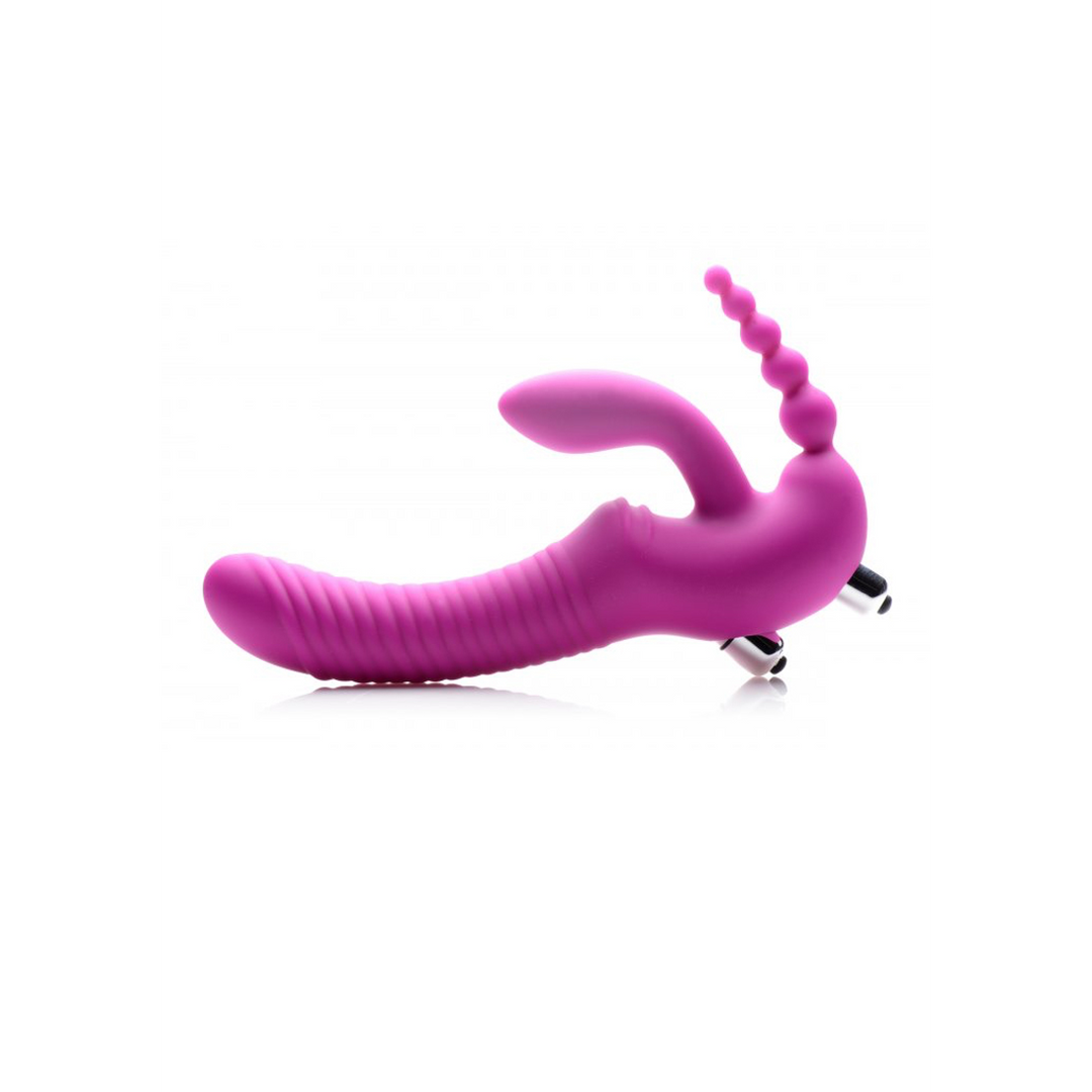 Regal Rider - Triple Vibrating Silicone Strapless Strap-On