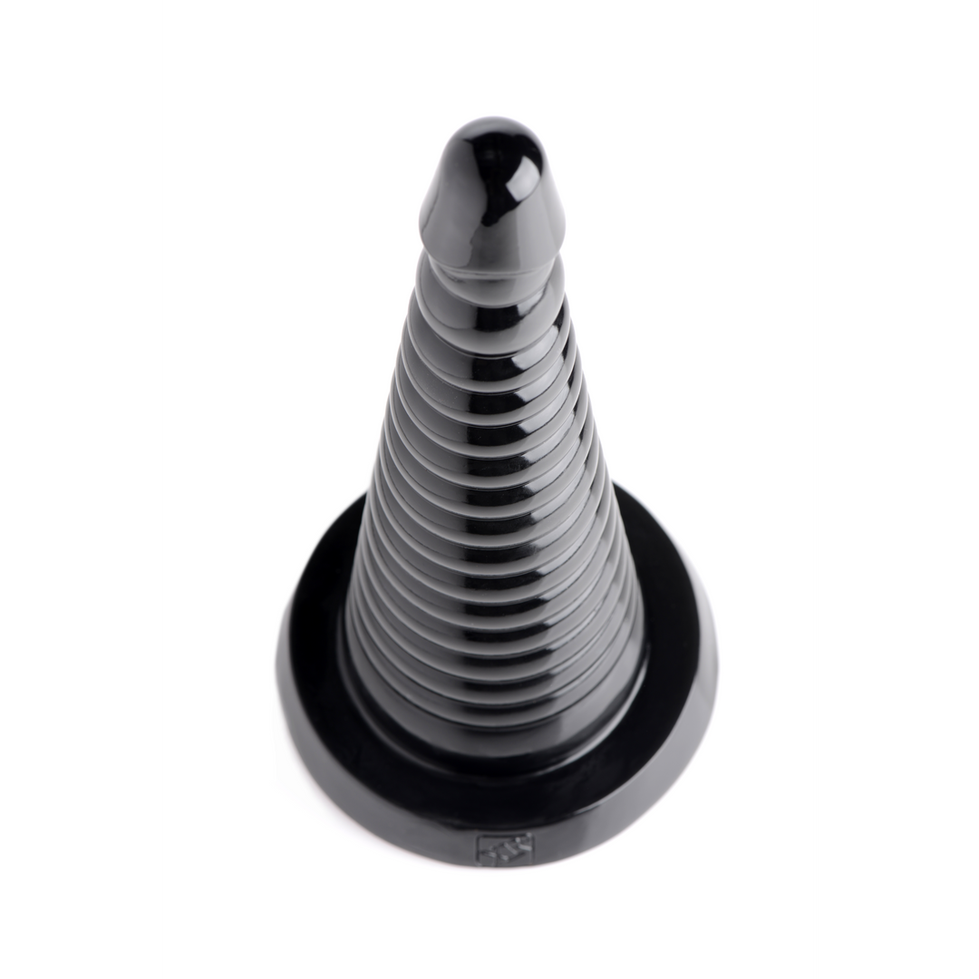 Giant Ribbed Anal Cone - Black