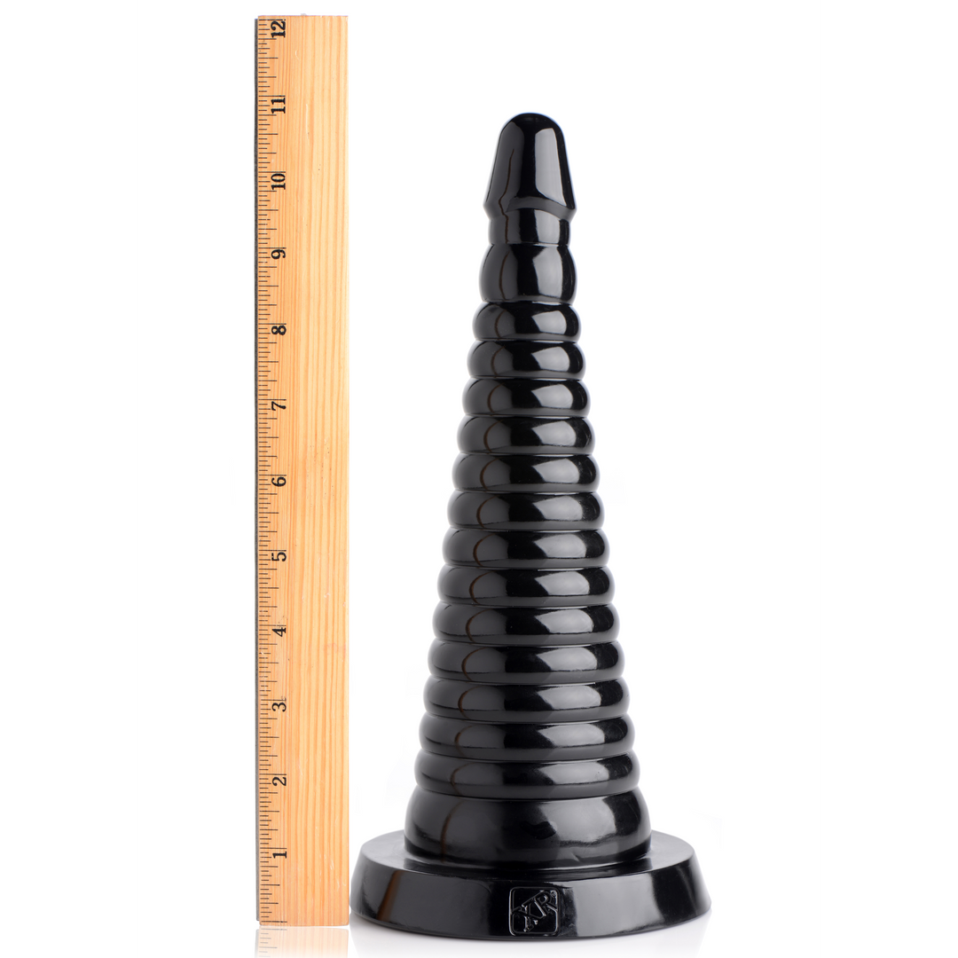 Giant Ribbed Anal Cone - Black