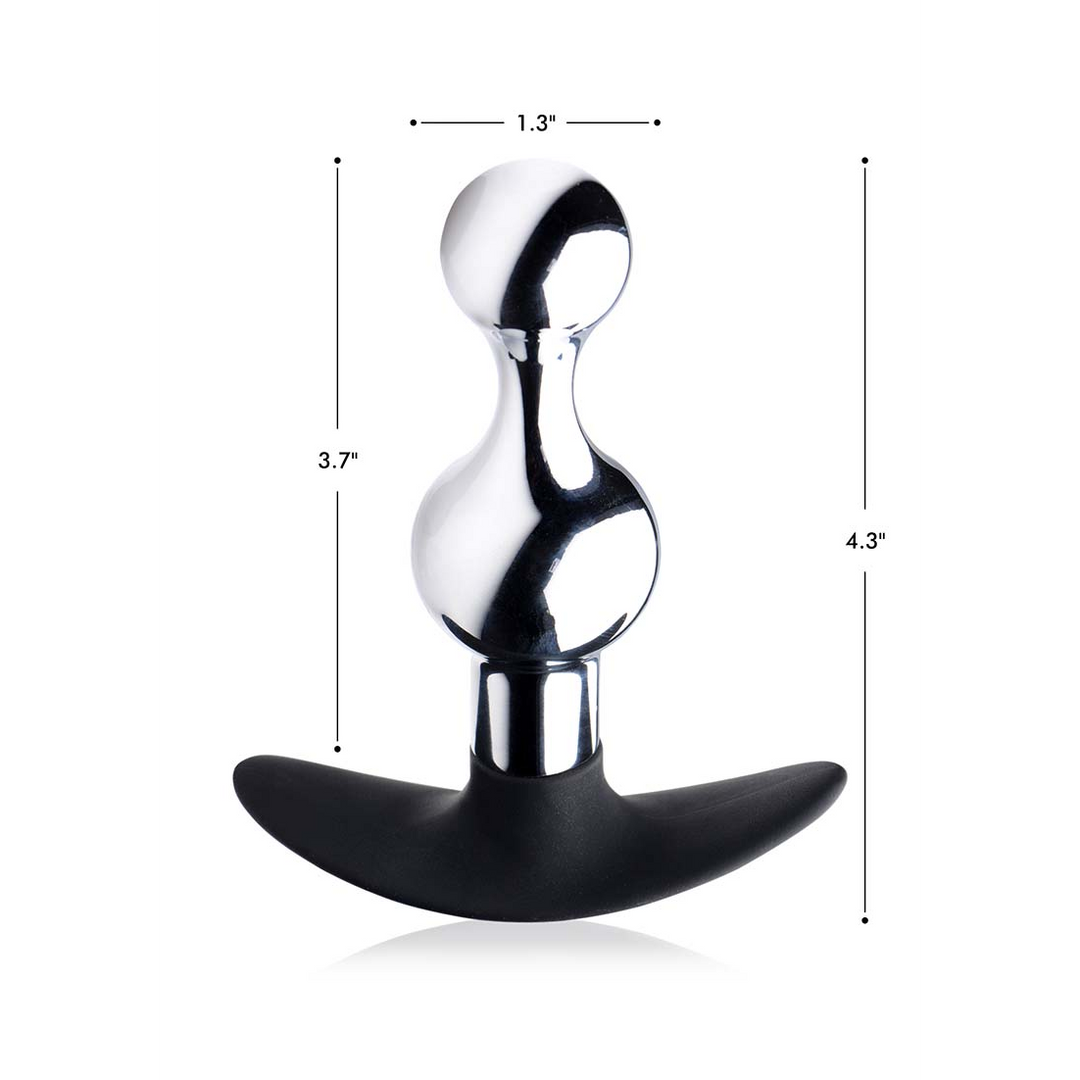 Dark Drop Metal  Silicone Beaded Anal Plug