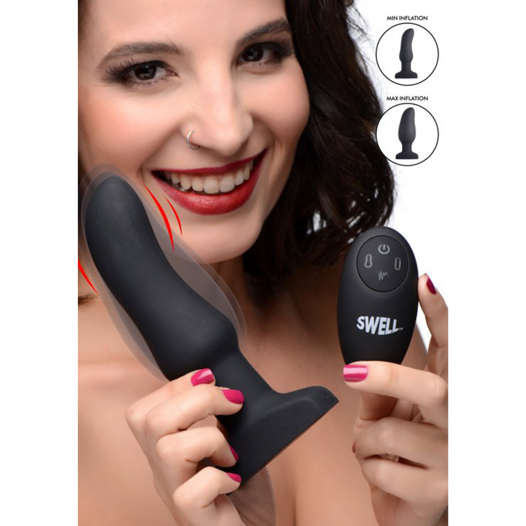 Inflatable Curved Vibrating Silicone Butt Plug