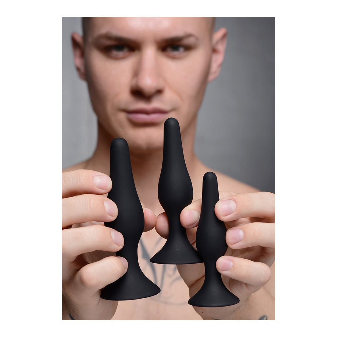 Triple Spire - Tapered Silikon Anal Trainer Set - 3 Teile - Schwarz