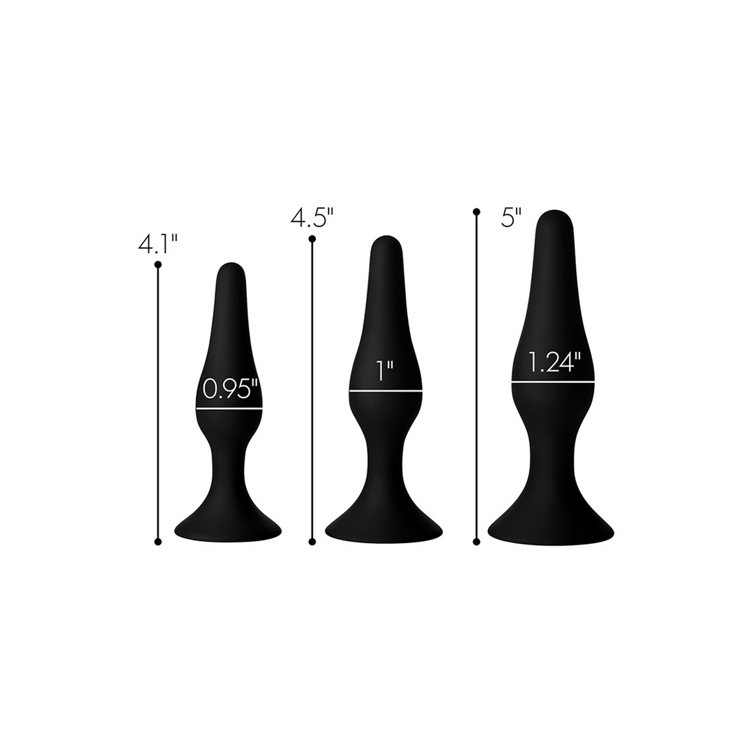 Triple Spire - Tapered Silikon Anal Trainer Set - 3 Teile - Schwarz