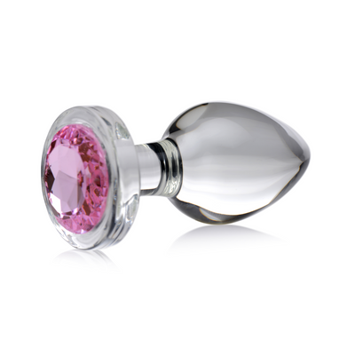 Pink Gem - Glas Anal Plug - Groß