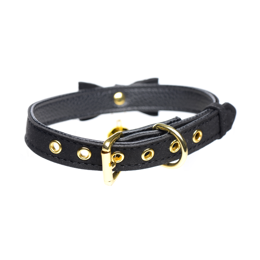 Goldene Kitty - Katzenbellenhalsband - Schwarz/Gold