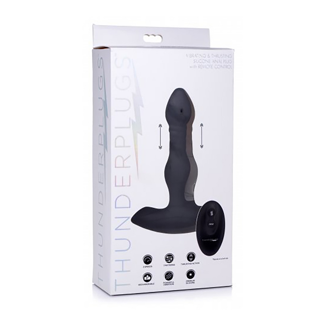 Vibrating and Thrusting Silicone Butt Plug with Remote Control