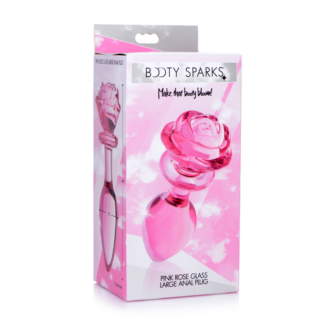 Pink Rose - Glas Butt Plug - Groß