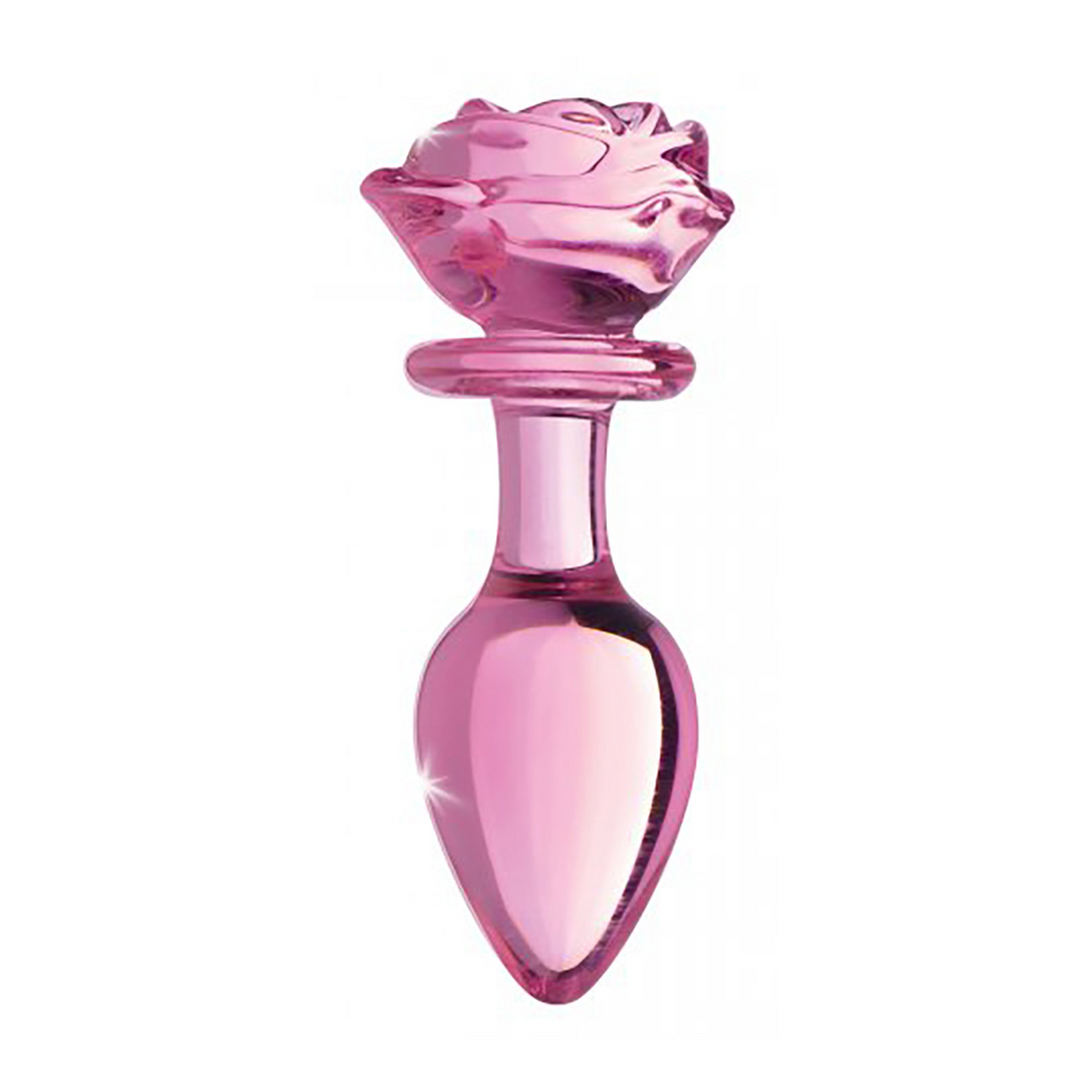 Pink Rose - Glas Butt Plug - Groß