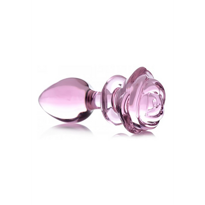 Pink Rose - Glas Butt Plug - Groß