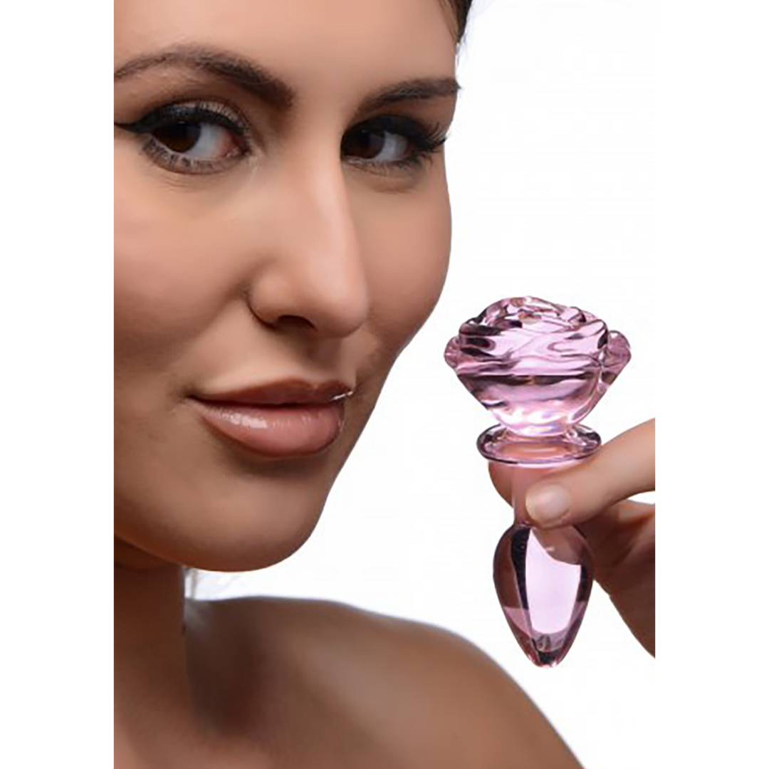 Pink Rose - Glas Butt Plug - Klein