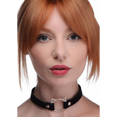 Kinky Kitty Ring Slim Choker - PU Leder - Schwarz