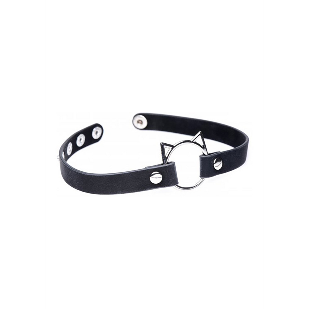 Kinky Kitty Ring Slim Choker - PU Leder - Schwarz