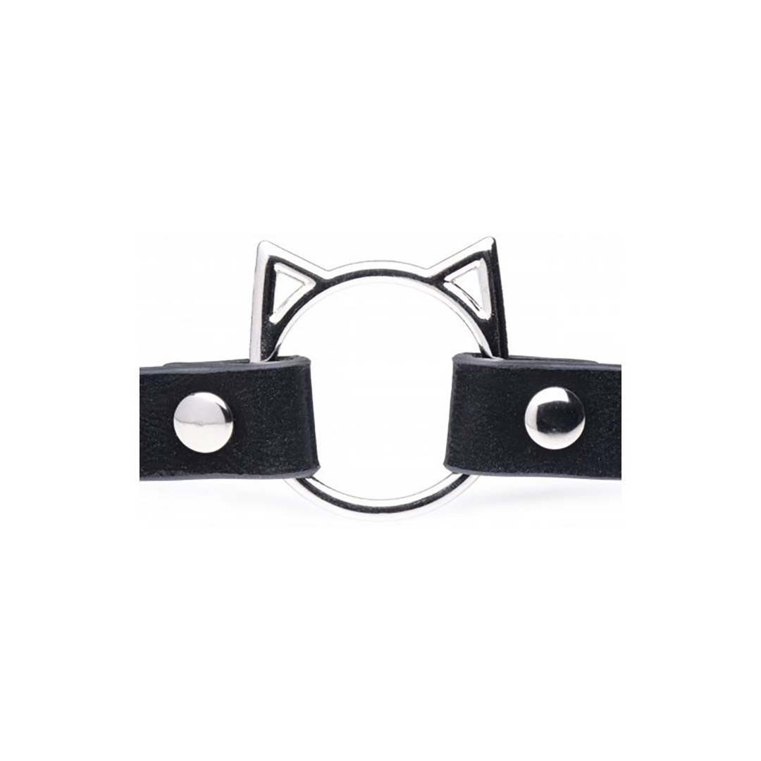 Kinky Kitty Ring Slim Choker - PU Leder - Schwarz