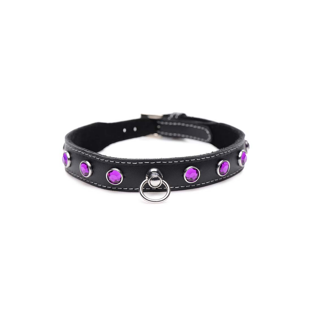 Royal Vixen - Leather Collar with Rhinestones