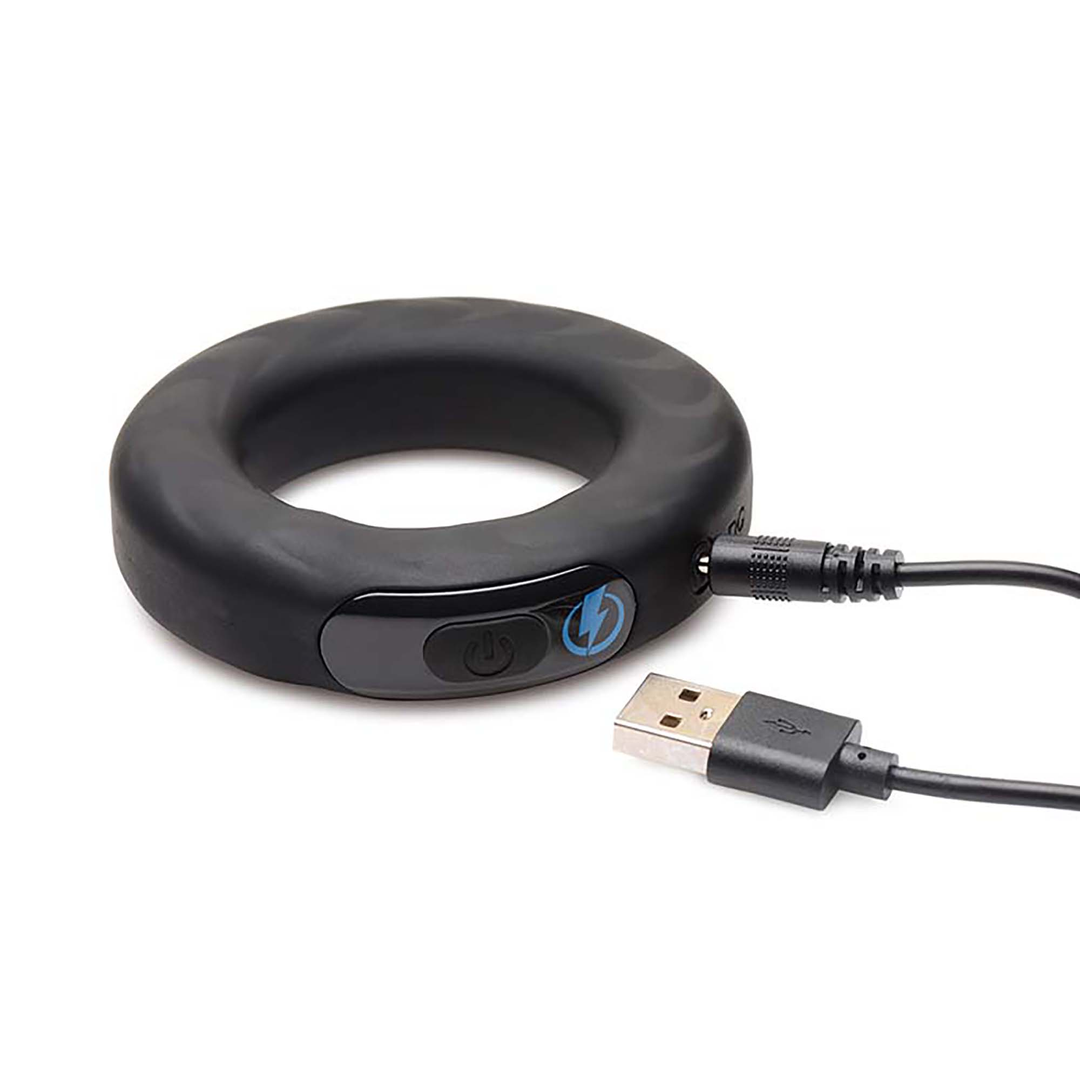 Vibrating and E-Stim Silicone Cockring + Remote Control