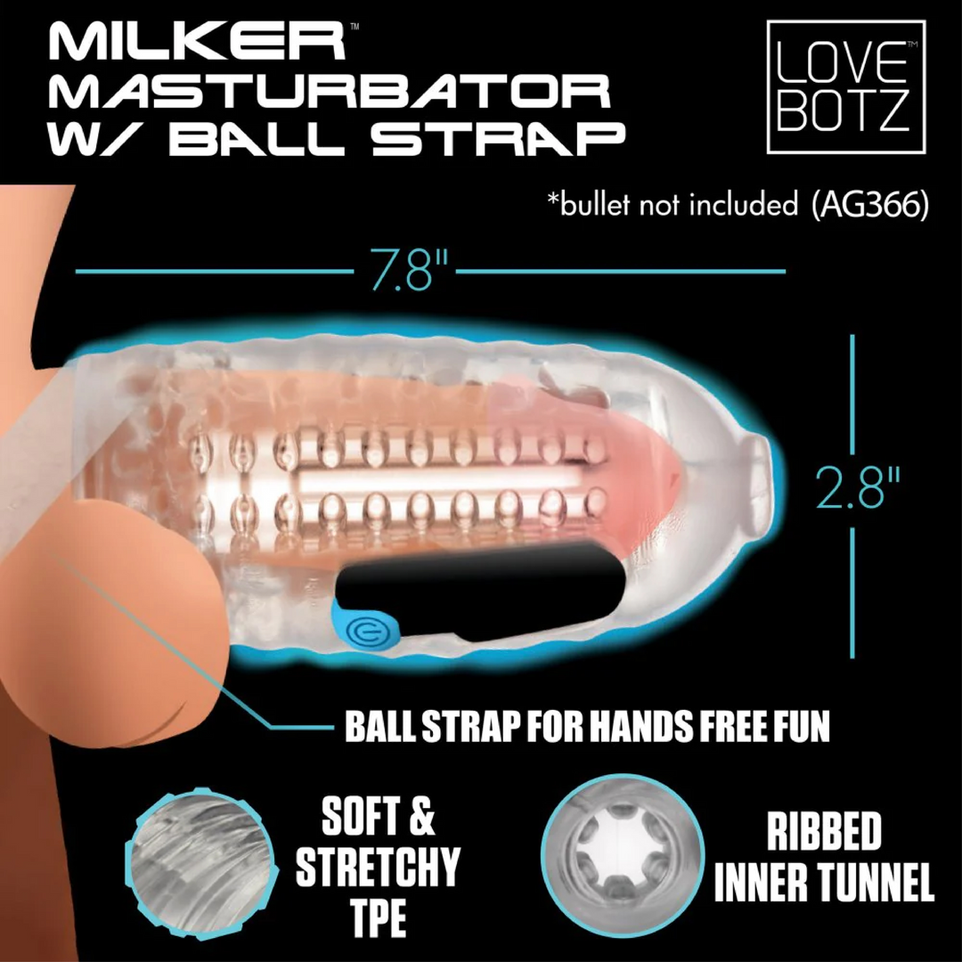 Milker TPE Masturbator mit Ball Strap - Klar