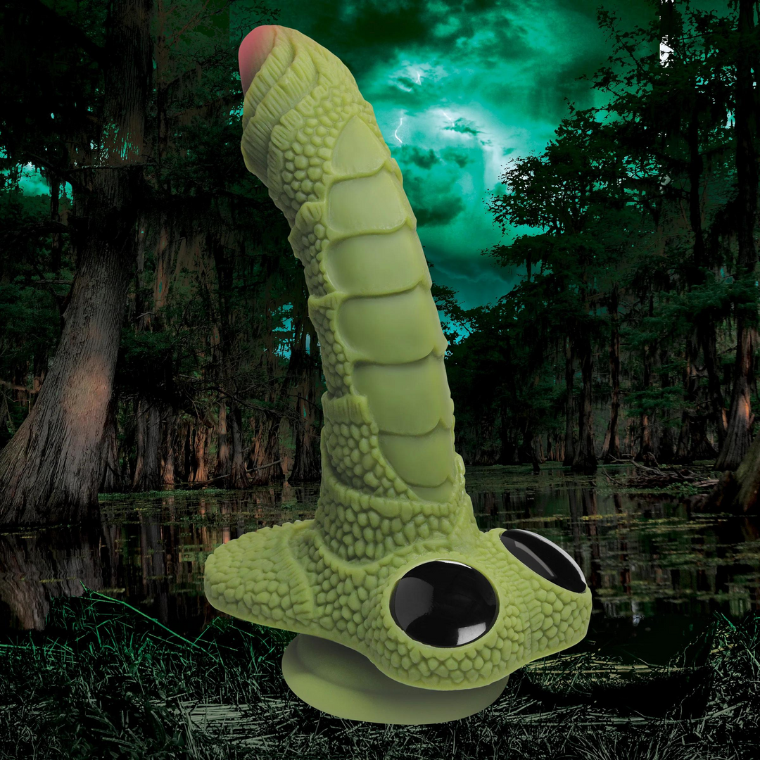 Swamp Monster Scaly Silicone Dildo - Black