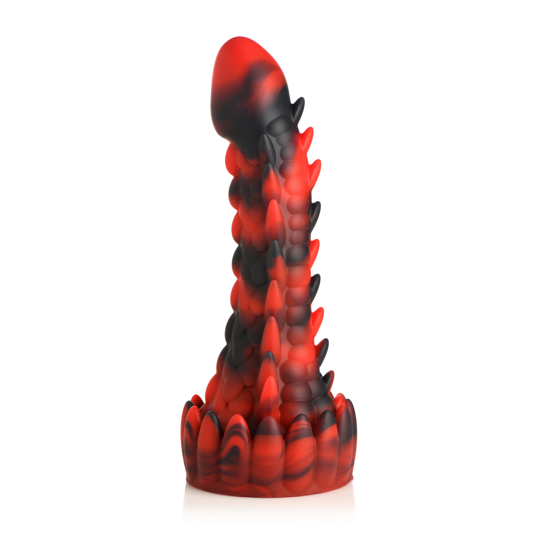 Dämon steigender - Schuppiger Drache Silikon Dildo - Rot/Schwarz