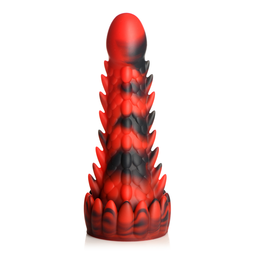 Dämon steigender - Schuppiger Drache Silikon Dildo - Rot/Schwarz