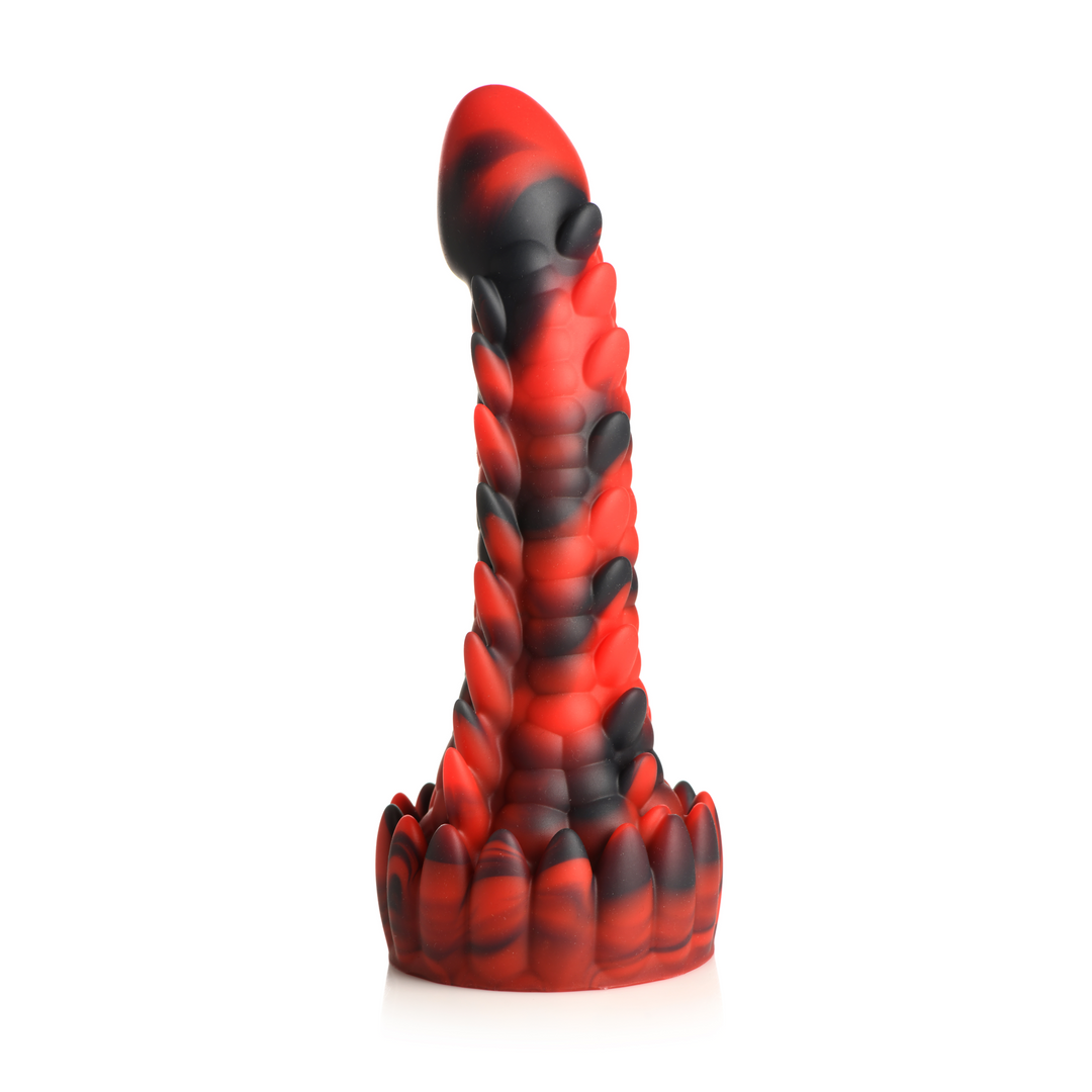 Dämon steigender - Schuppiger Drache Silikon Dildo - Rot/Schwarz