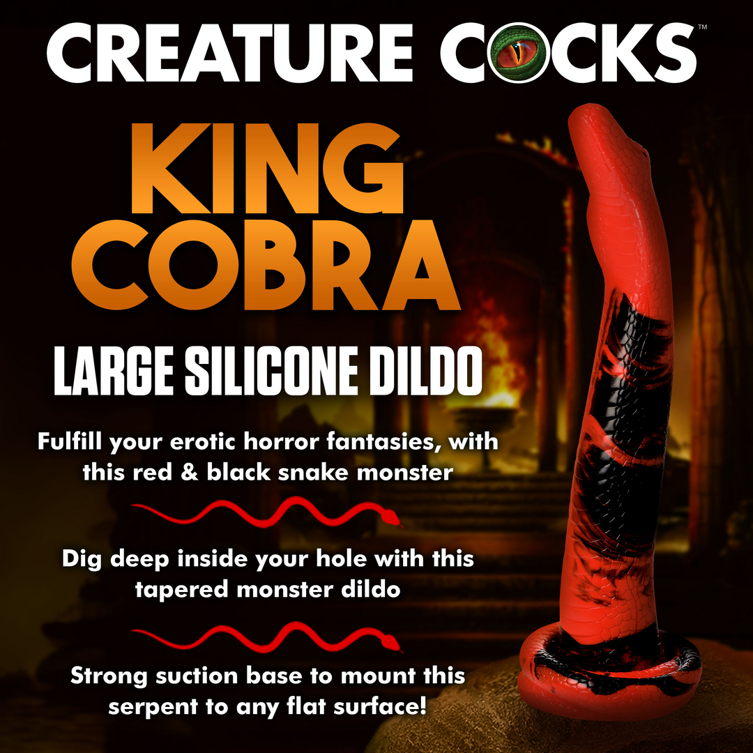 King Cobra - Silicone Dildo - 14 / 36 cm - Red/Black