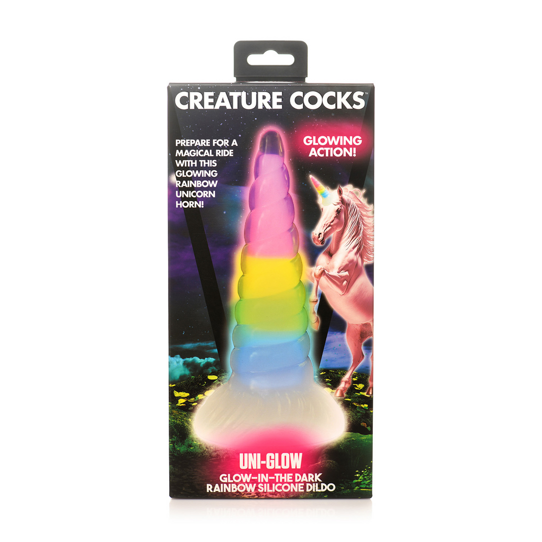 UniGlow - Leuchtender Regenbogen Silikon Dildo