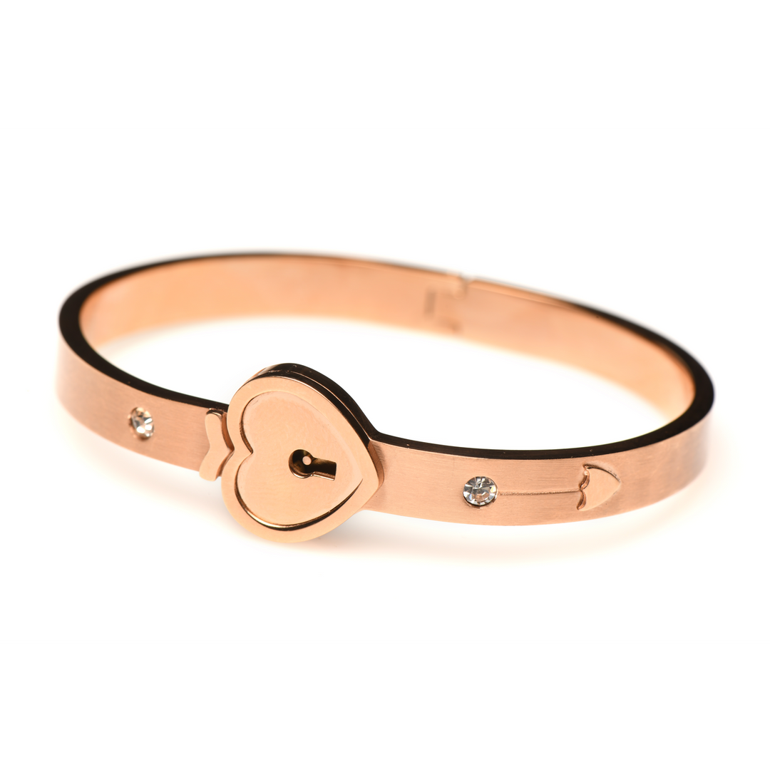 Geknöpfter Schlossarmband und Schlüssel-Halskette - Roségold