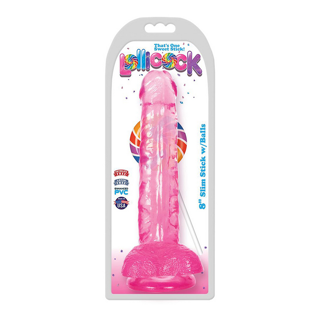 Slim Stick Cherry Ice - Dildo mit Bällen - 8 / 20,5 cm