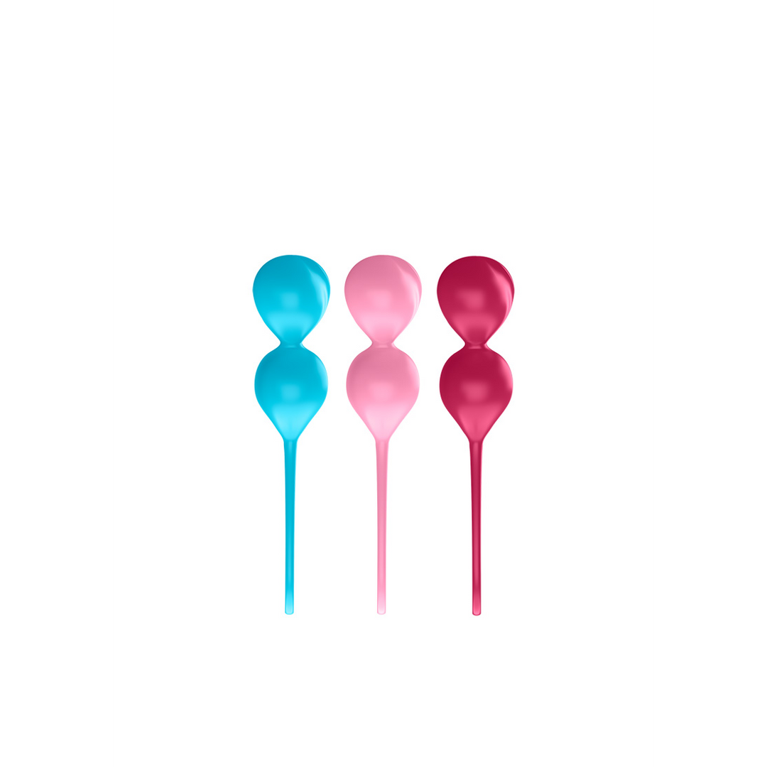 V Balls - Kegel Balls - 3 Pieces - Turquoise/Red/Pink