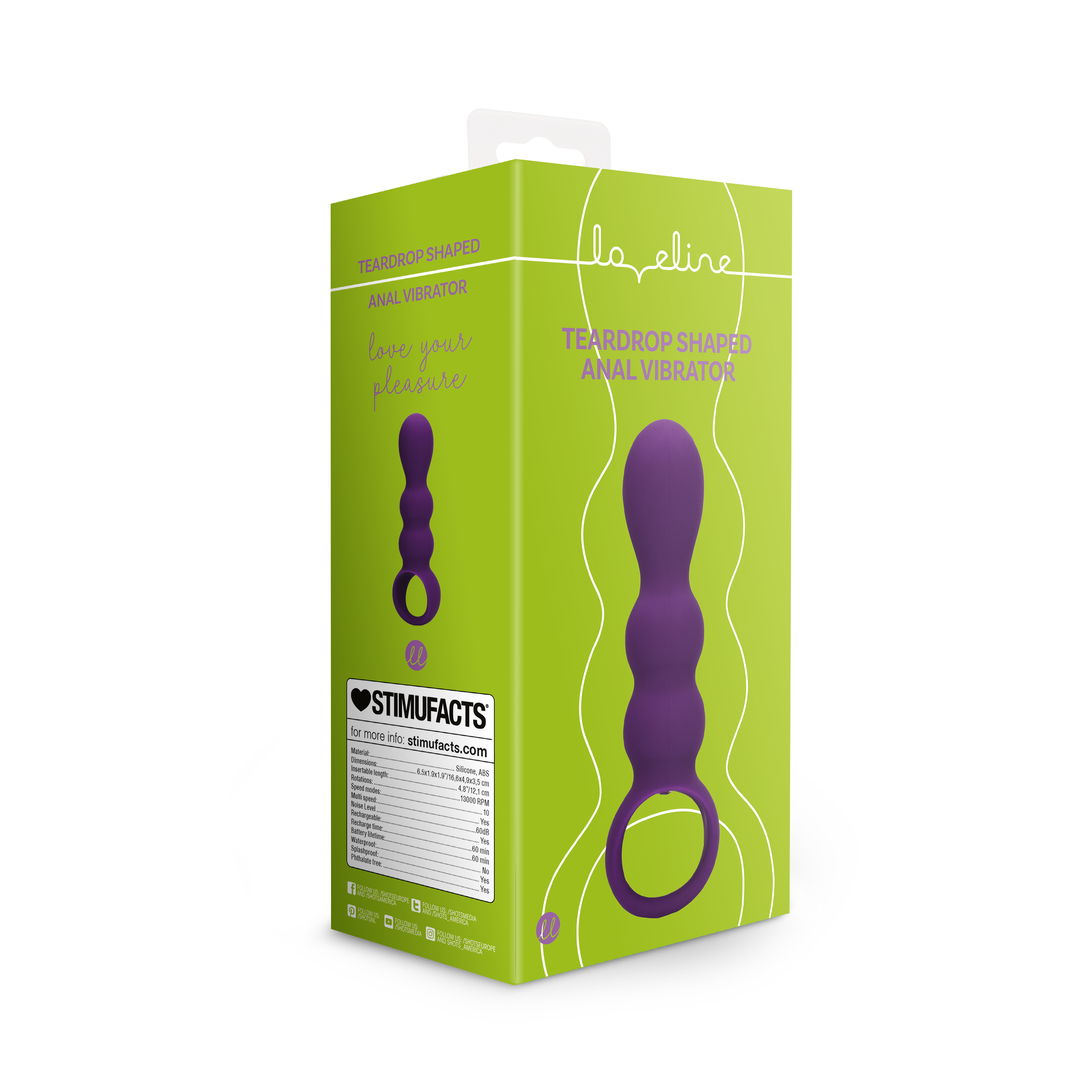 Teardrop Shaped Anal Vibrator - Clear Purple