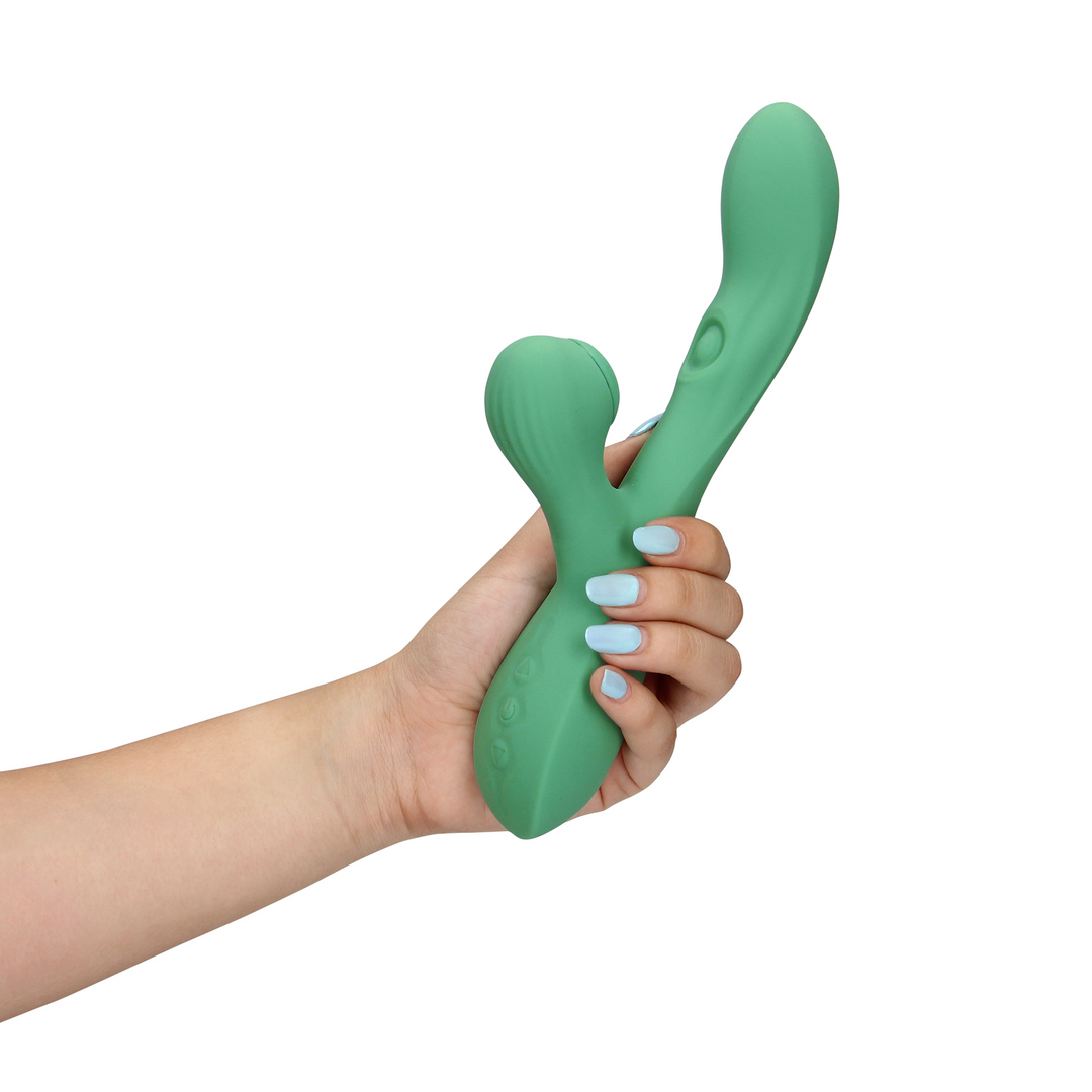 Pulse Wave and Tongue Flickering Rabbit Vibrator - Blue Grass