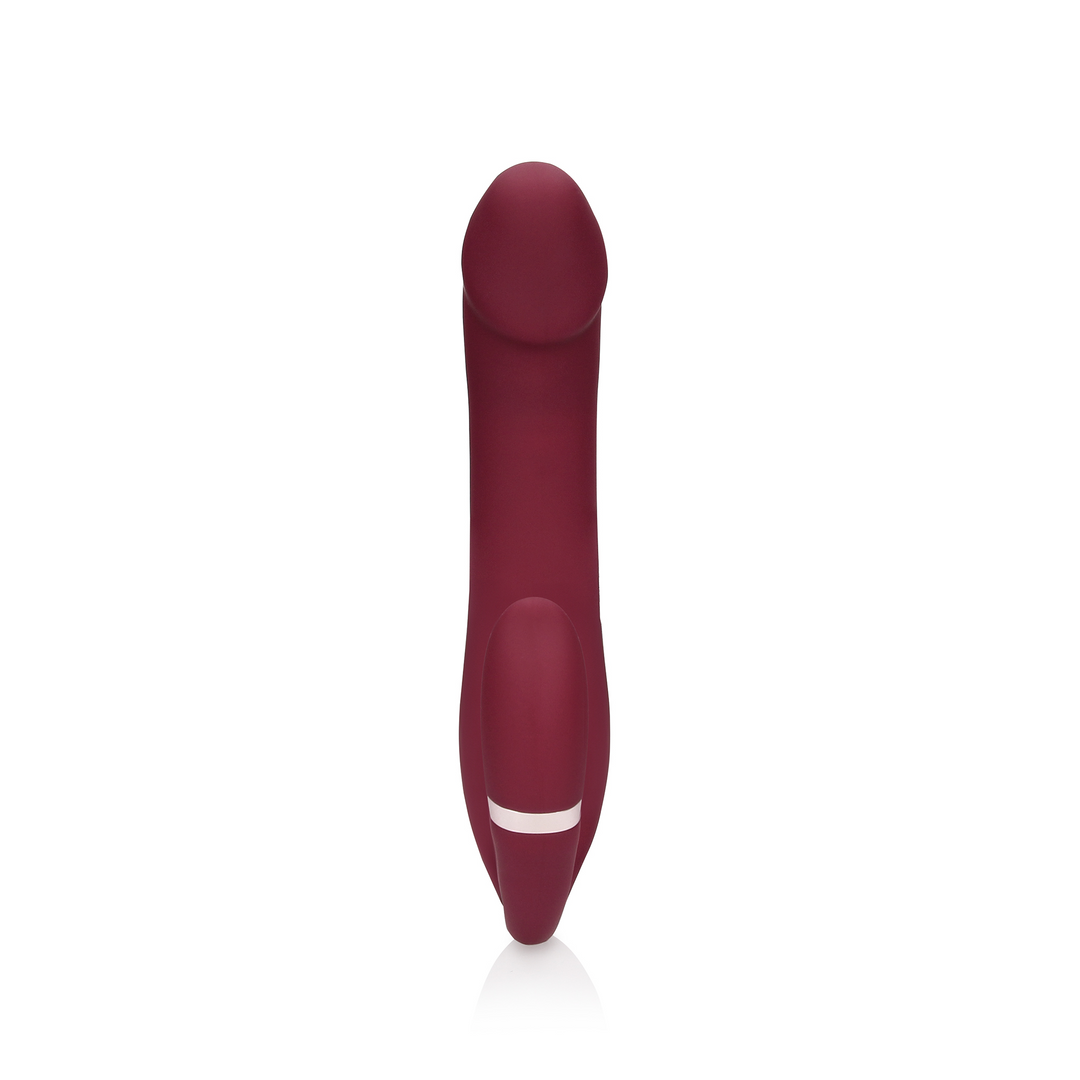 Bendable Vibrating Strapless Strap-on - Merlot Grape