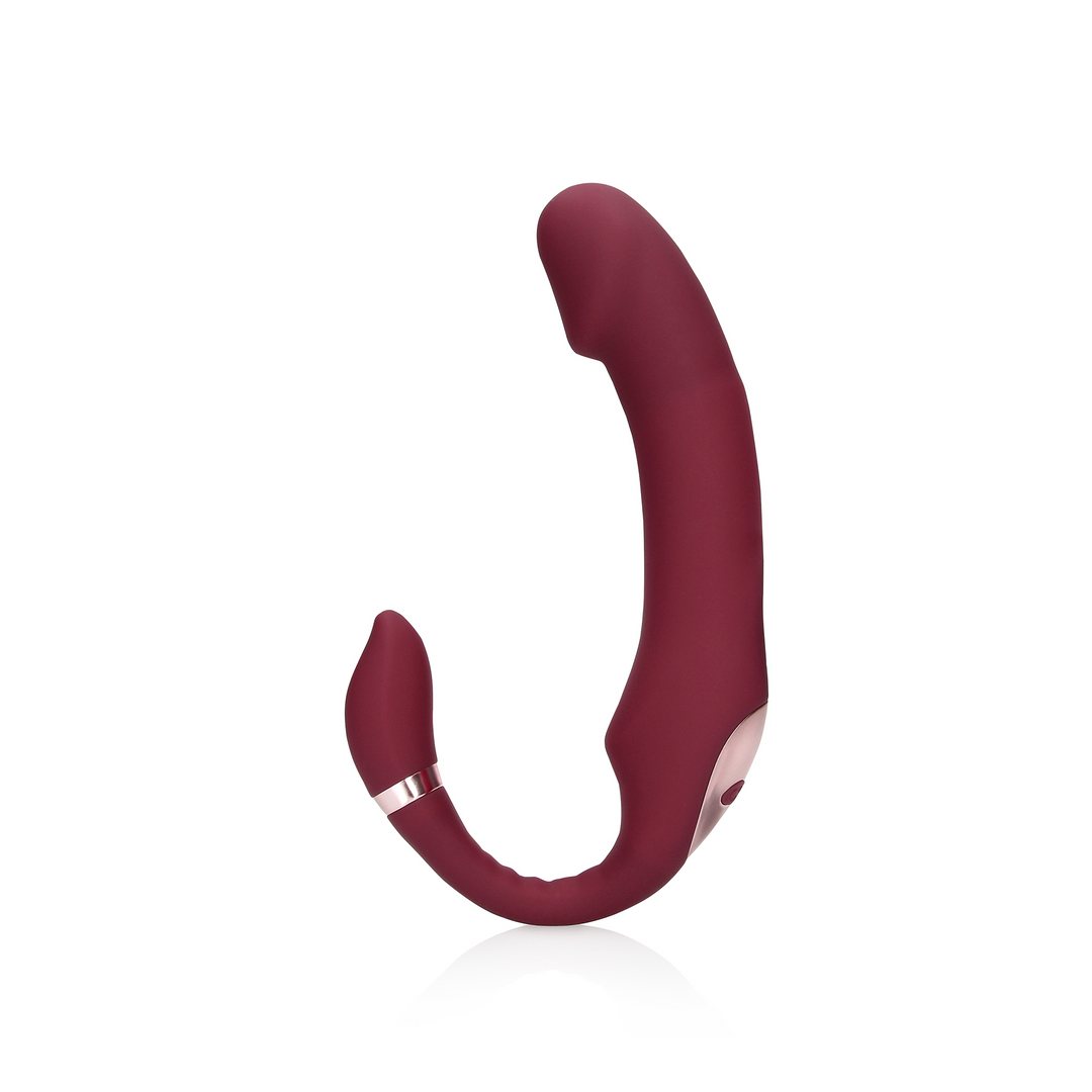 Bendable Vibrating Strapless Strap-on - Merlot Grape